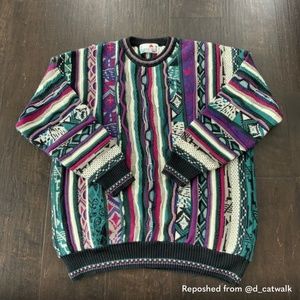 Vintage Florence Tricot Sweater 3D Texture Long Sleeve Mens XL